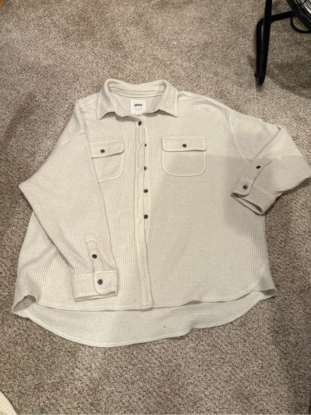 aerie women cream Waffle-Textured Overshirt